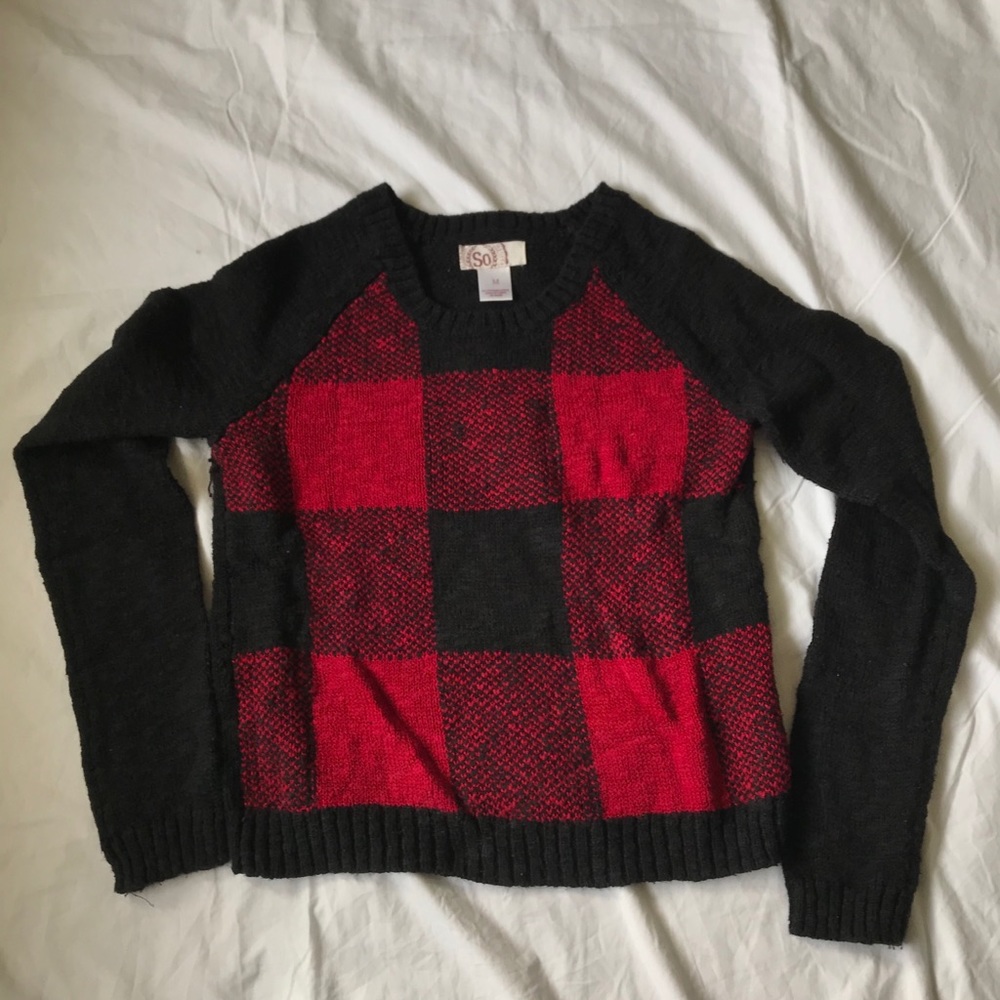Black and red checkered sweater